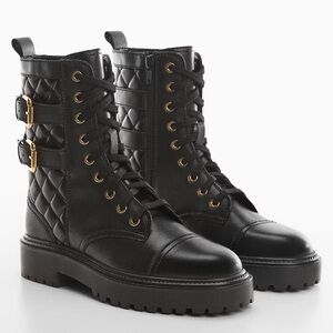 Mango - Military leather ankle boots - Size 39 (8 1/2) - NWT